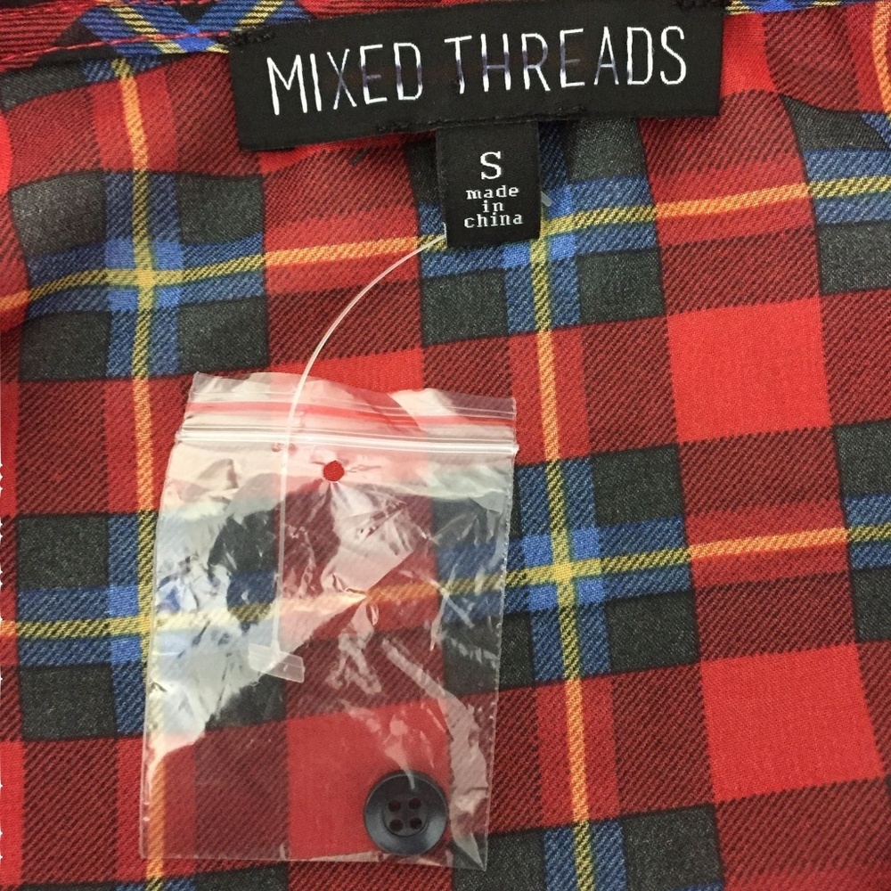 Mixed Threads Ruffled Front Top Small Red Plaid - Picture 8 of 8